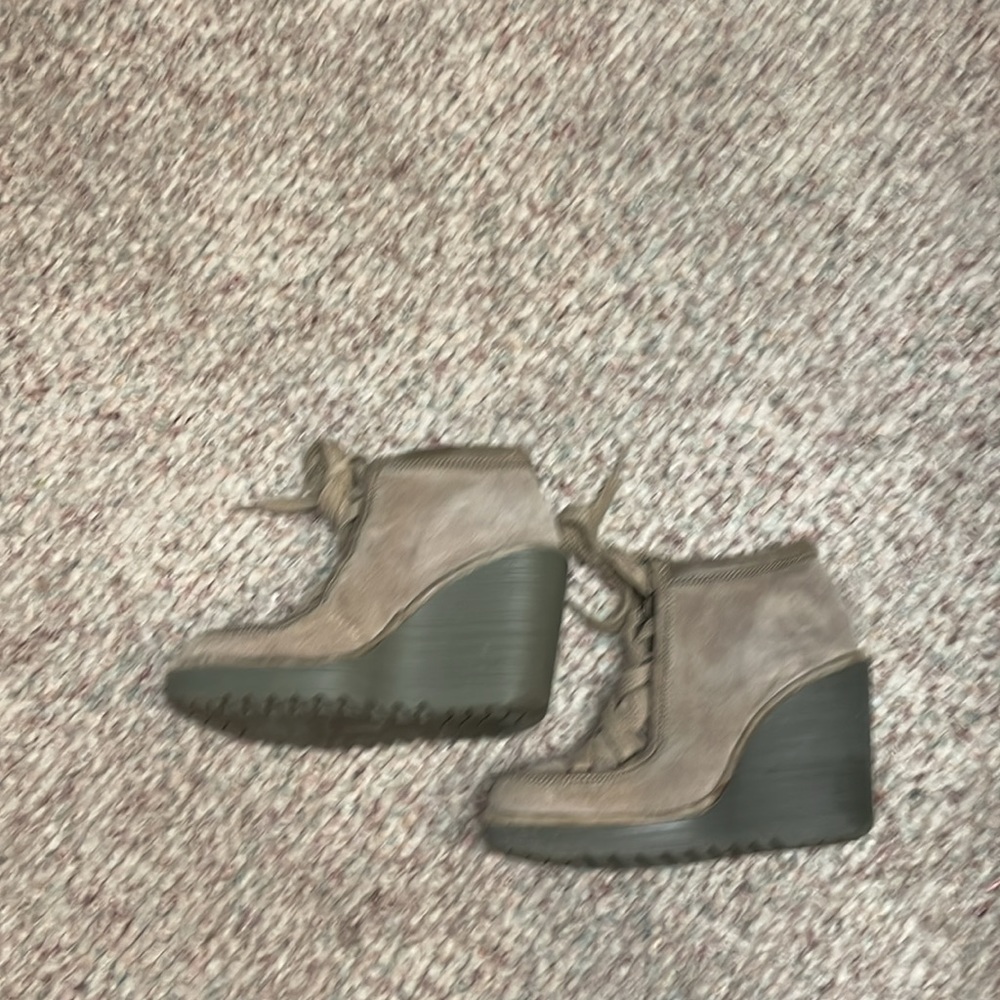 Fly London Beige Ankle Boots with Wedge Heel - Picture 5 of 10